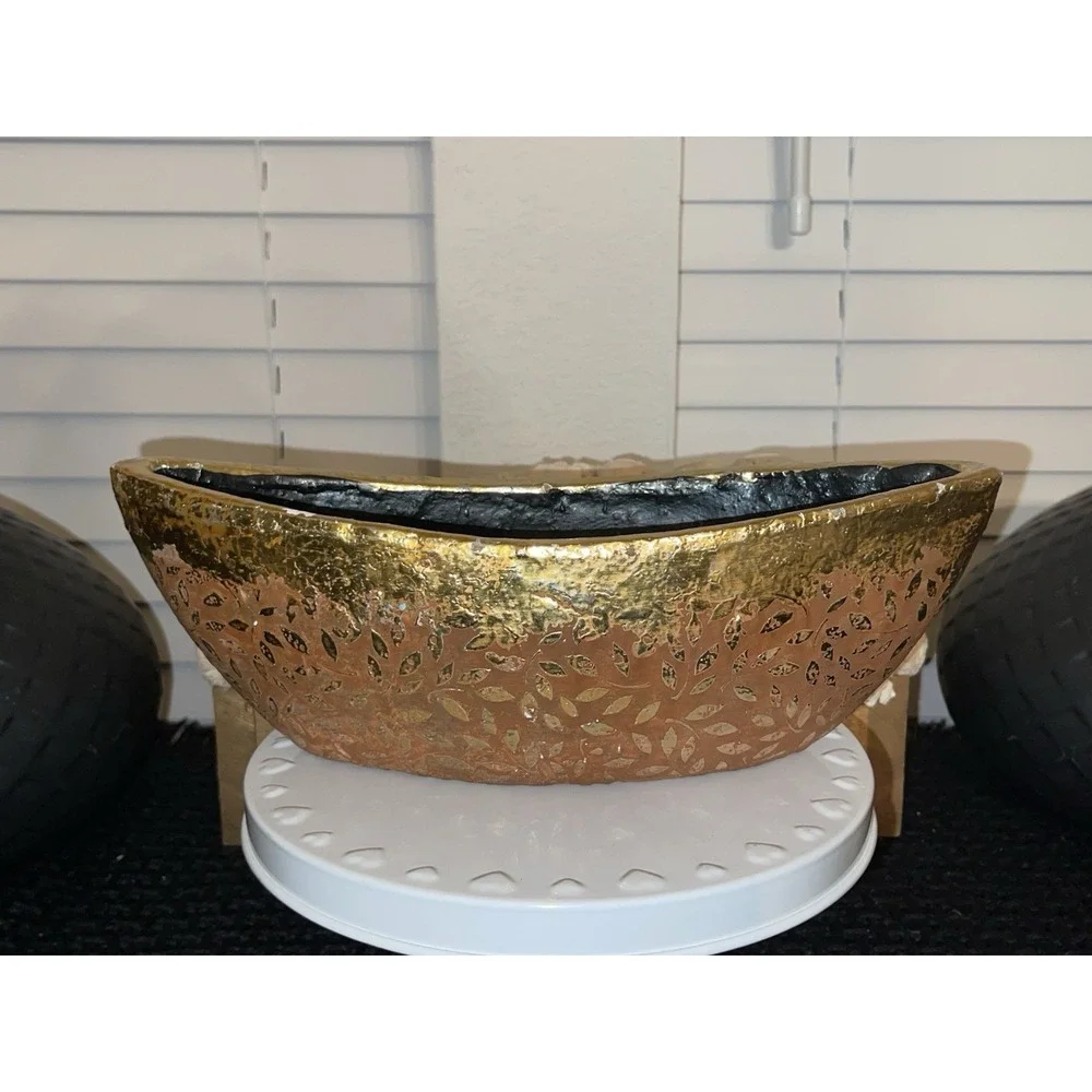 Anthropologie Studio Vine‎ Pot Gold Flake Design Plants Succulent Flower Pot